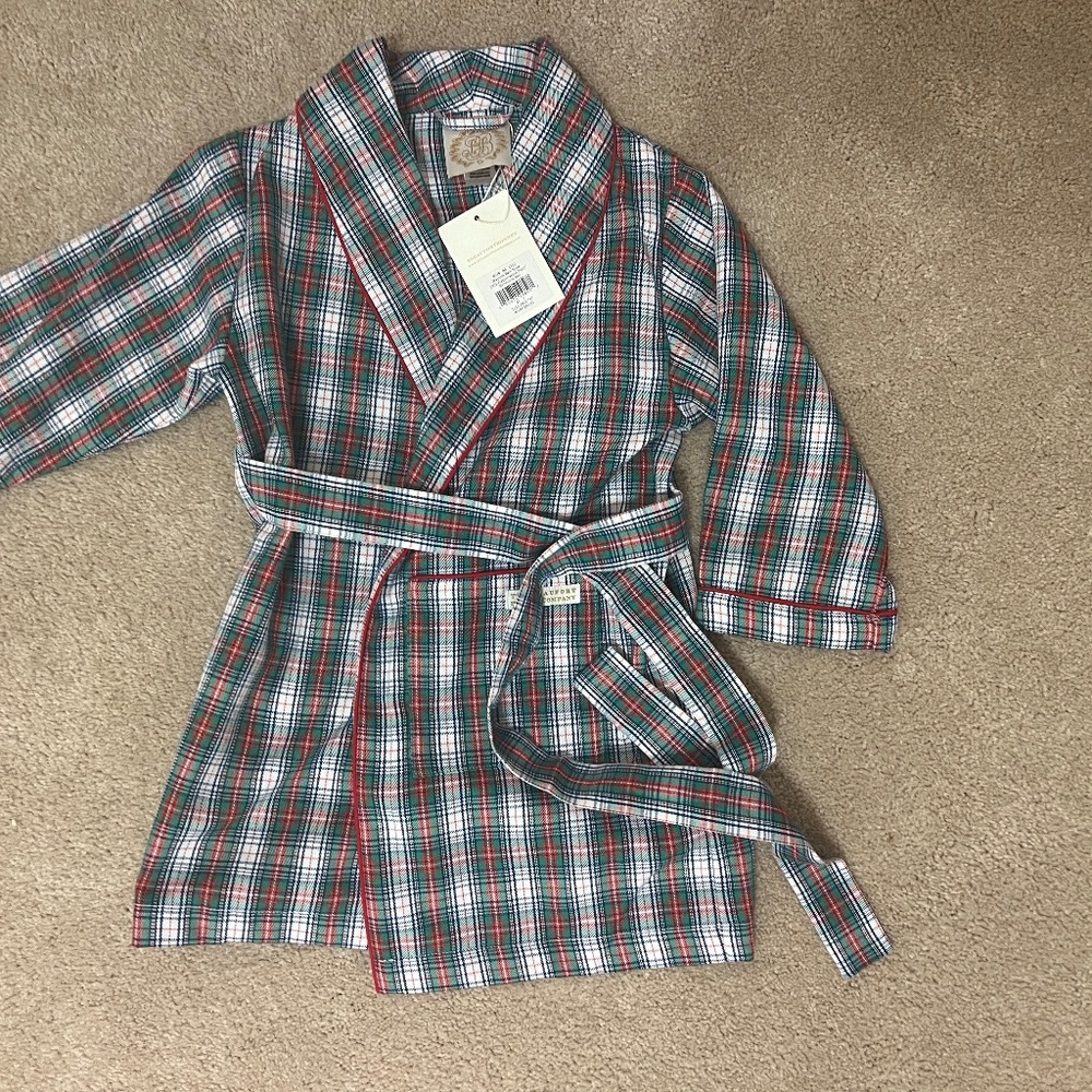 TBBC The Beaufort Bonnet Company Bath Robe Prestonwood Plaid 4T NWT